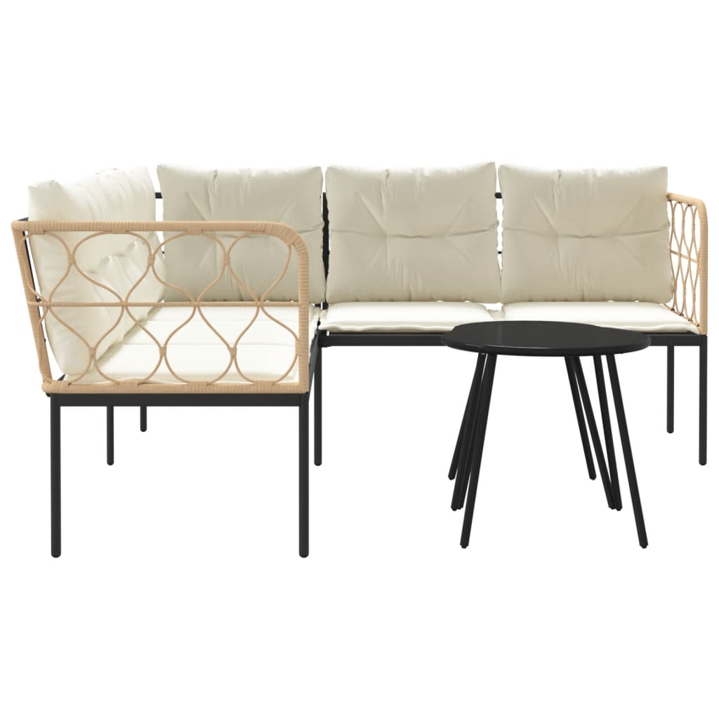 Set Divano da Giardino con Cuscini Nero Acciaio e Textilene - homemem39