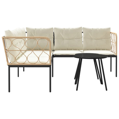 Set Divano da Giardino con Cuscini Nero Acciaio e Textilene - homemem39