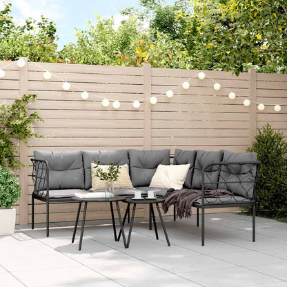 Set Divano da Giardino con Cuscini Nero Acciaio e Textilene | homemem39