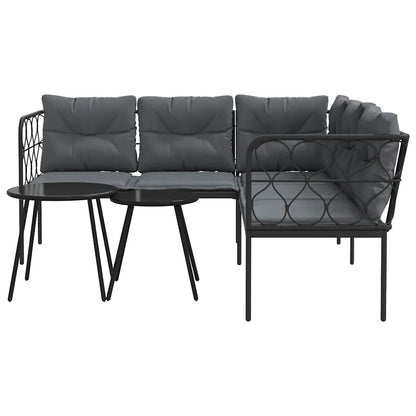 Set Divano da Giardino con Cuscini Nero Acciaio e Textilene | homemem39