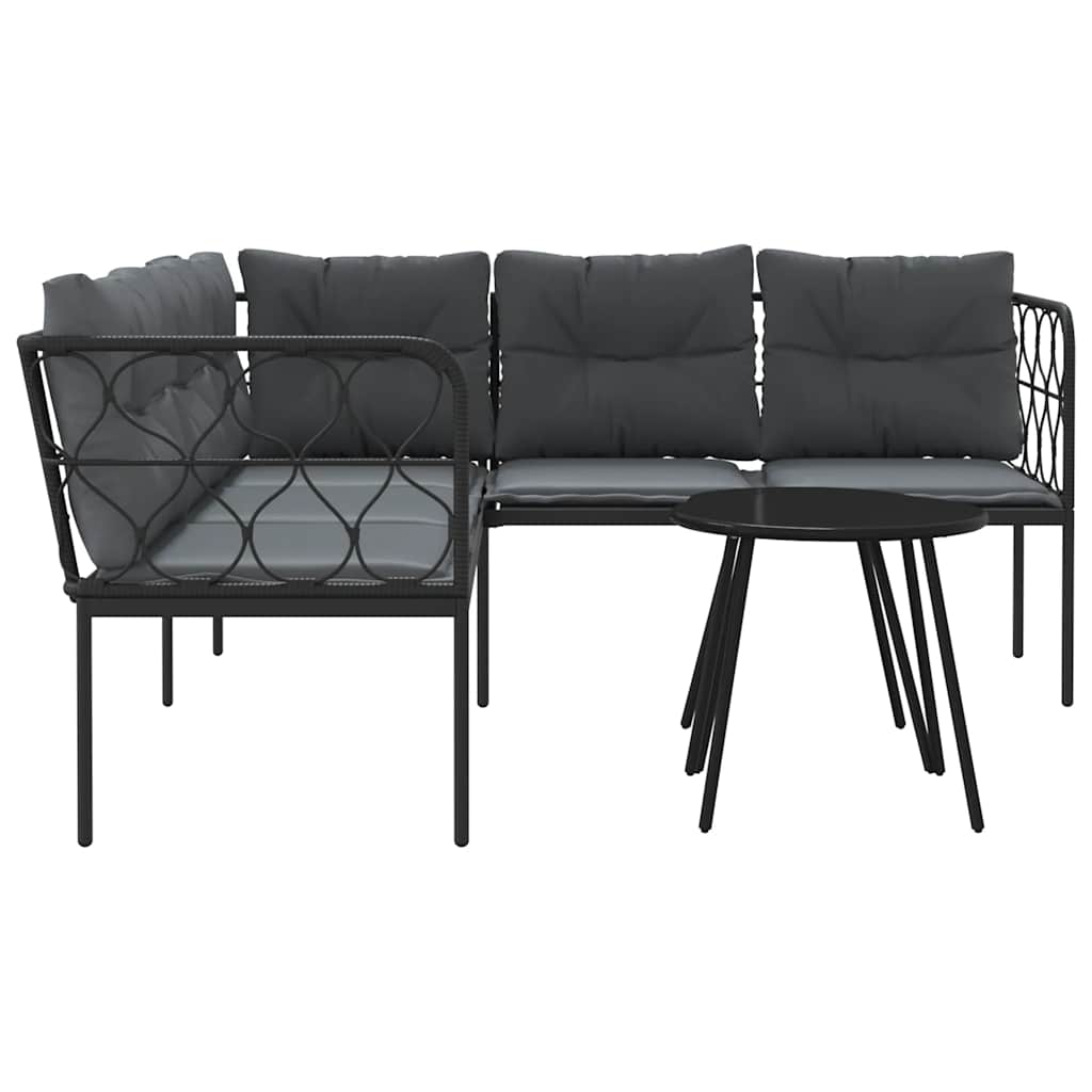 Set Divano da Giardino con Cuscini Nero Acciaio e Textilene | homemem39