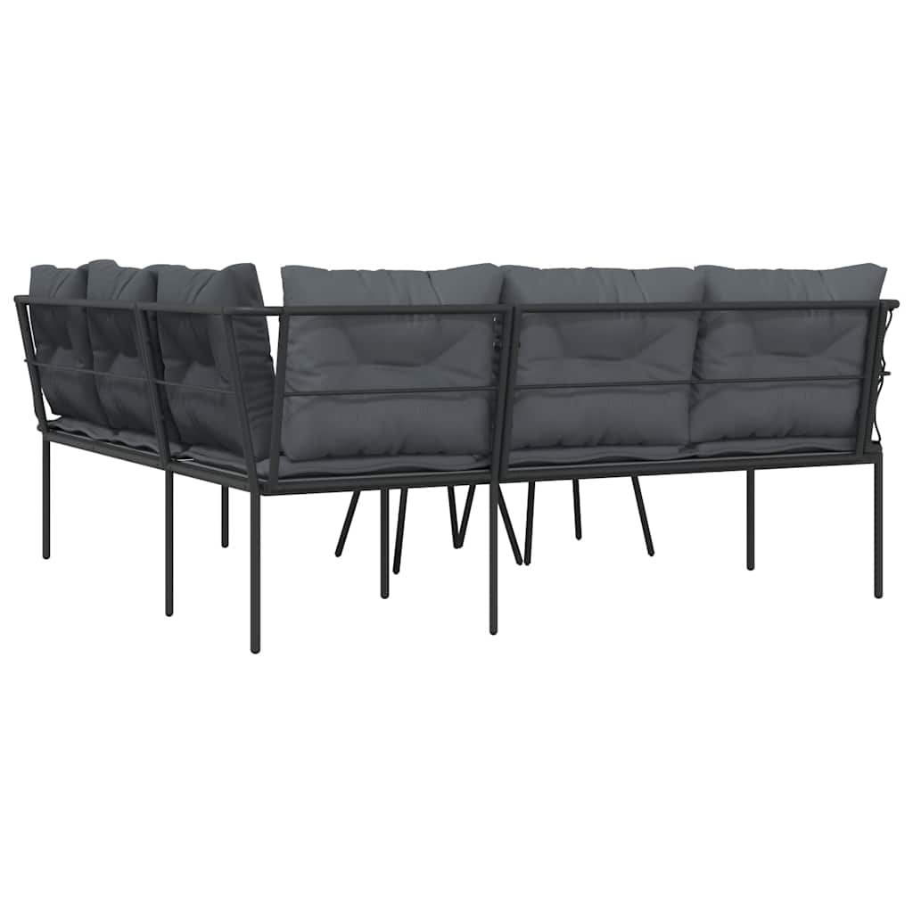 Set Divano da Giardino con Cuscini Nero Acciaio e Textilene | homemem39