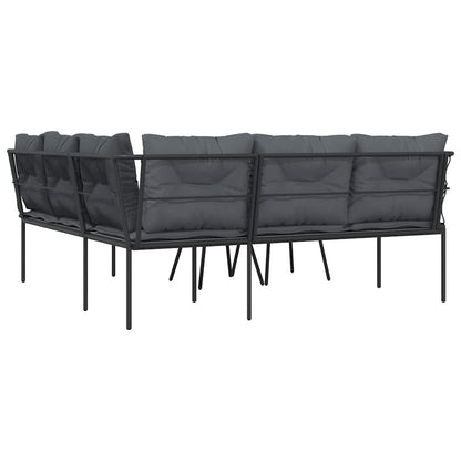 Set Divano da Giardino con Cuscini Nero Acciaio e Textilene | homemem39