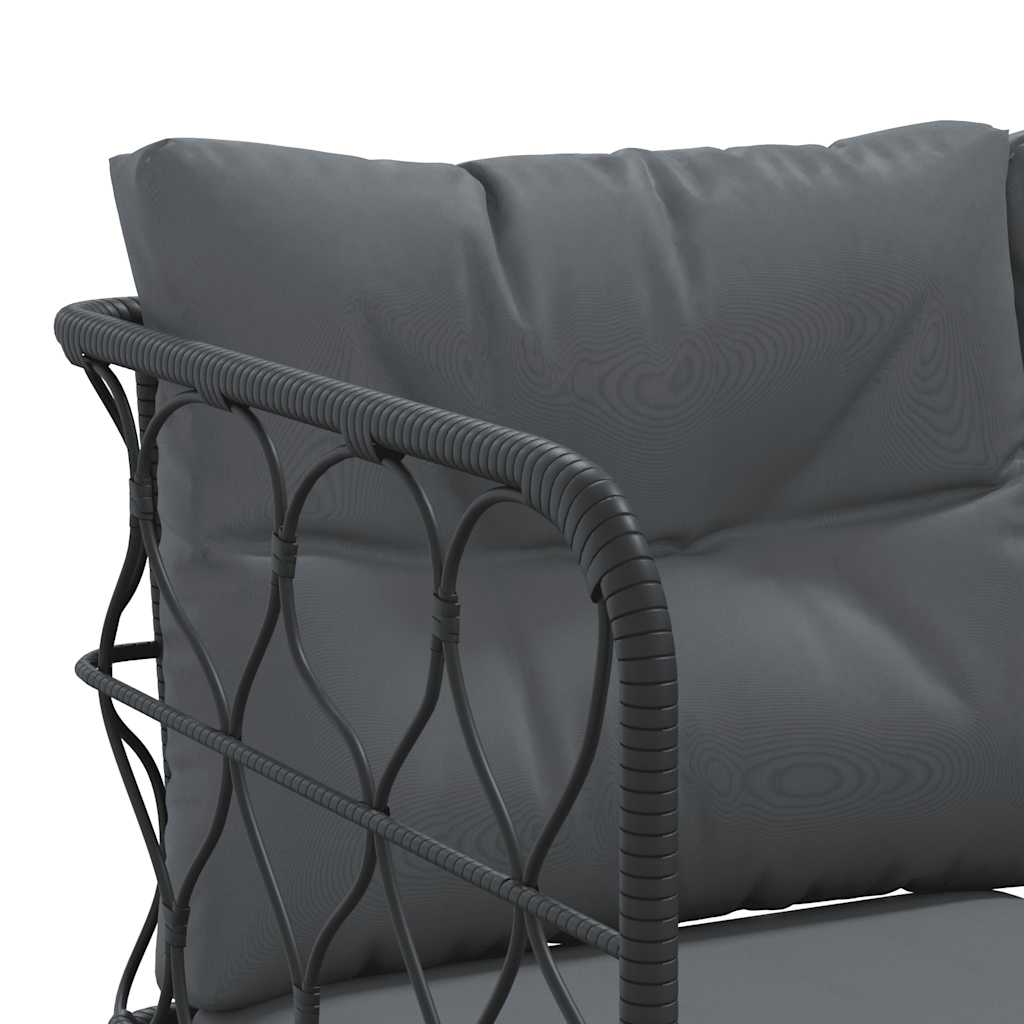 Set Divano da Giardino con Cuscini Nero Acciaio e Textilene | homemem39