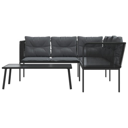 Set Divano da Giardino con Cuscini Nero Acciaio e Textilene | homemem39