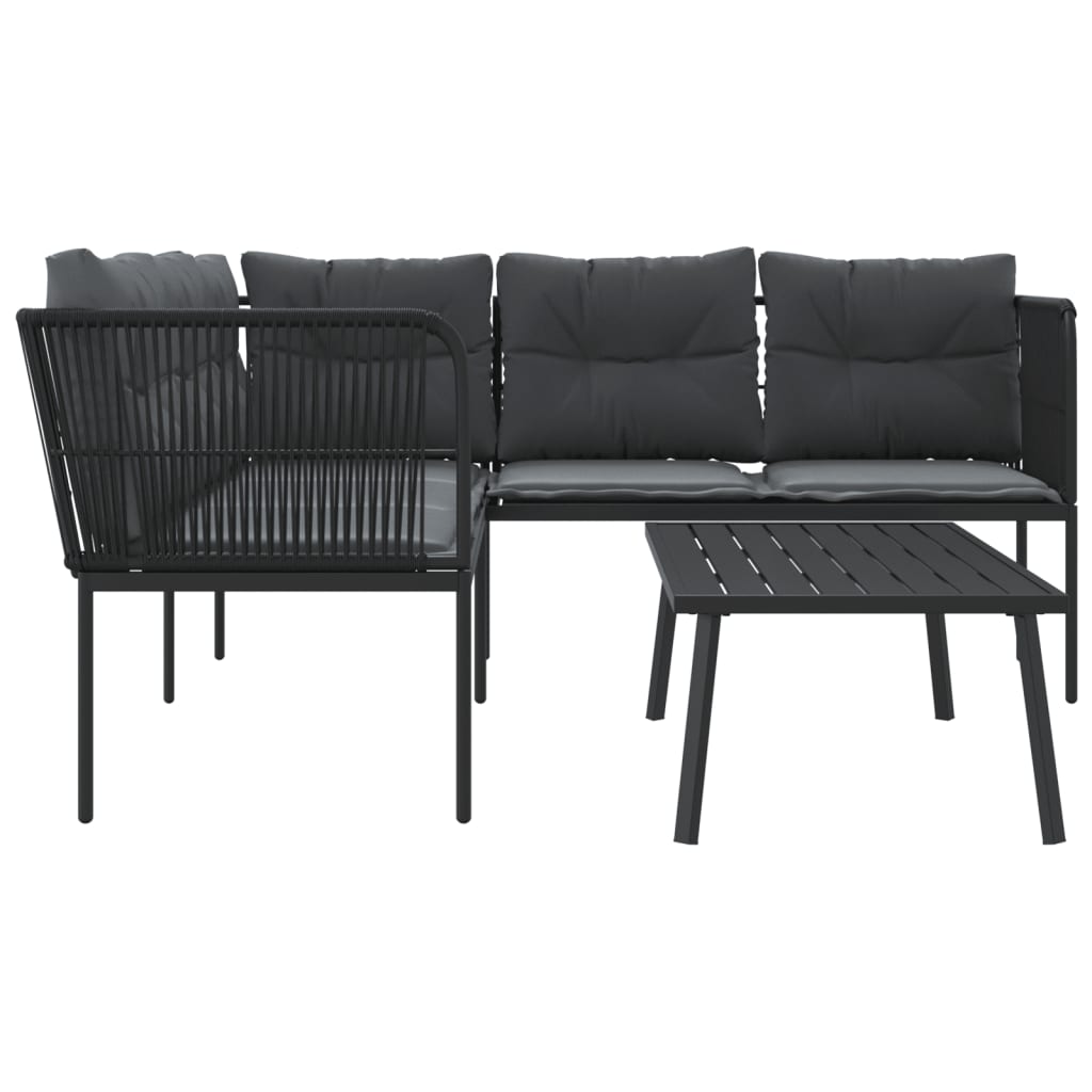 Set Divano da Giardino con Cuscini Nero Acciaio e Textilene | homemem39
