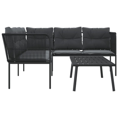 Set Divano da Giardino con Cuscini Nero Acciaio e Textilene | homemem39
