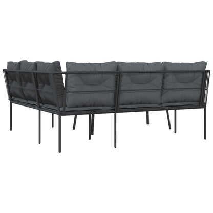 Set Divano da Giardino con Cuscini Nero Acciaio e Textilene | homemem39