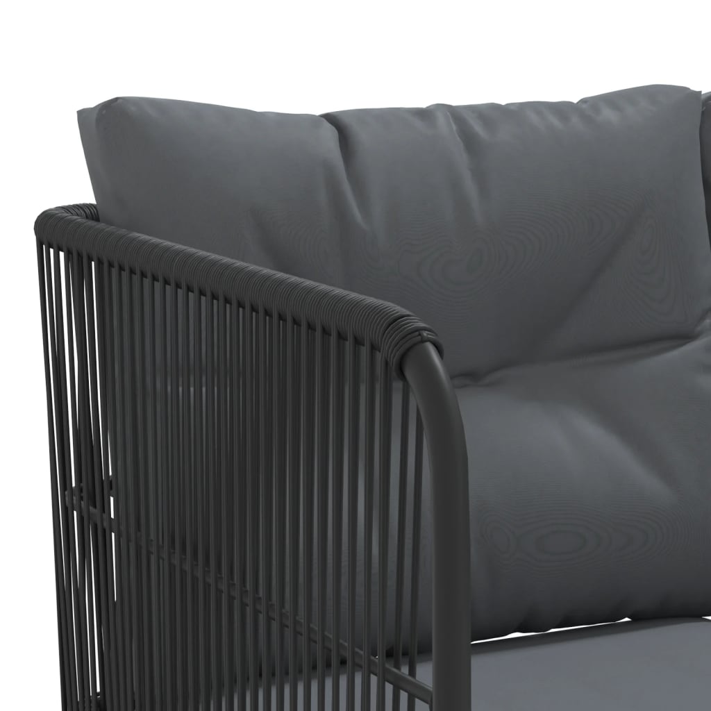 Set Divano da Giardino con Cuscini Nero Acciaio e Textilene | homemem39