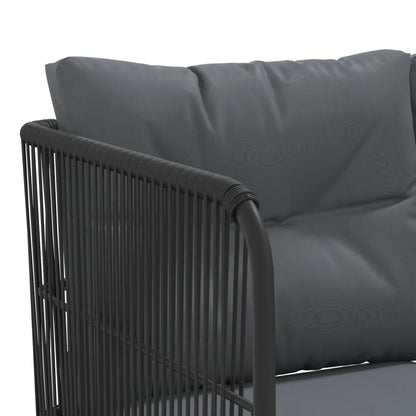 Set Divano da Giardino con Cuscini Nero Acciaio e Textilene | homemem39