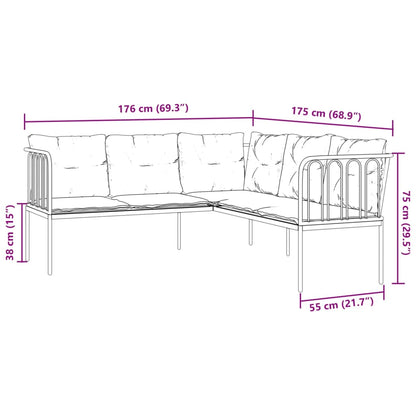 Set Divano da Giardino con Cuscini Nero Acciaio e Textilene | homemem39