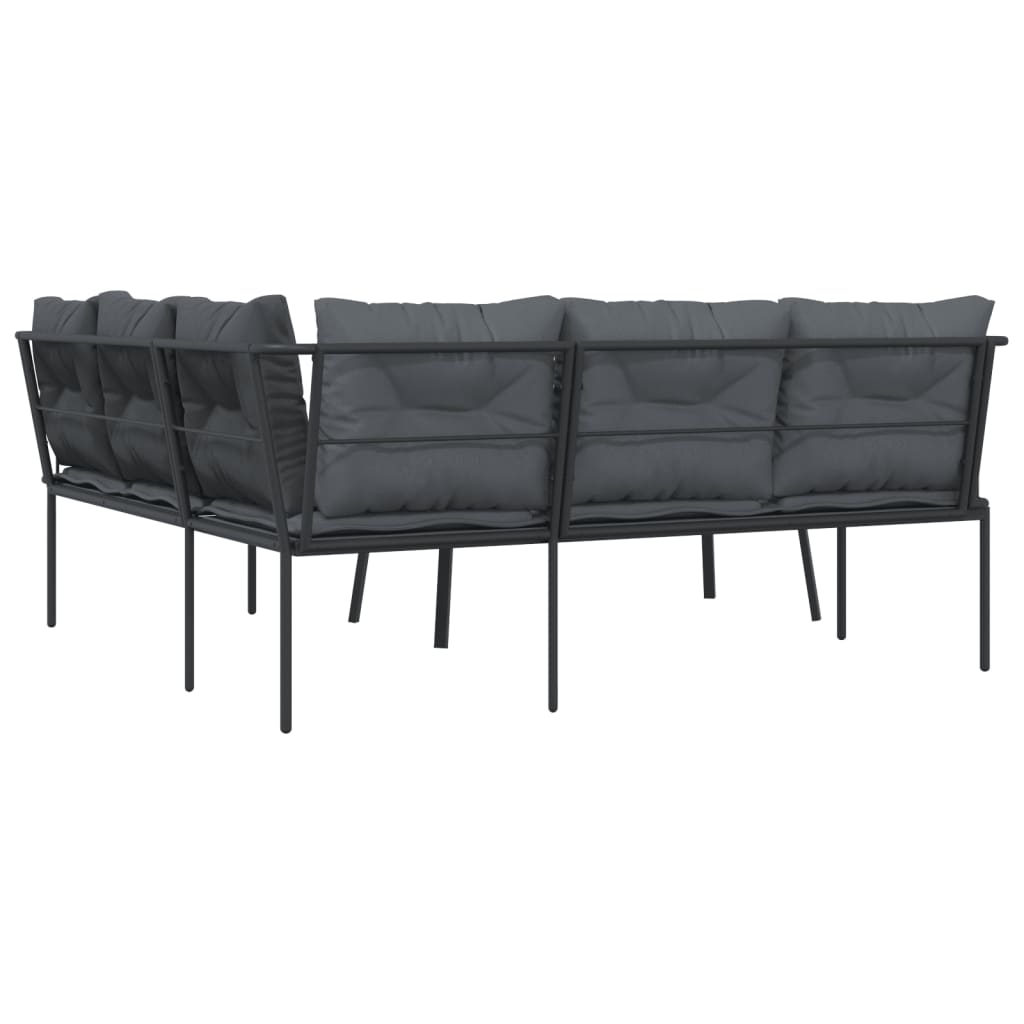 Set Divano da Giardino con Cuscini Nero Acciaio e Textilene | homemem39
