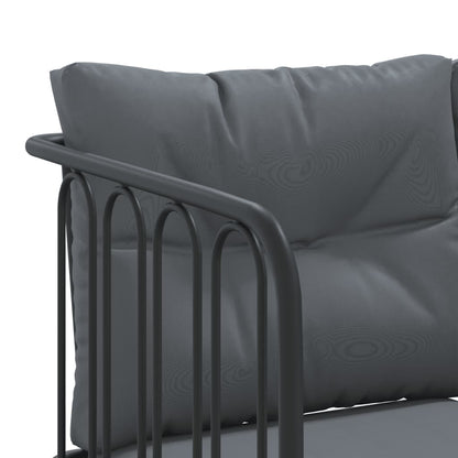 Set Divano da Giardino con Cuscini Nero Acciaio e Textilene | homemem39