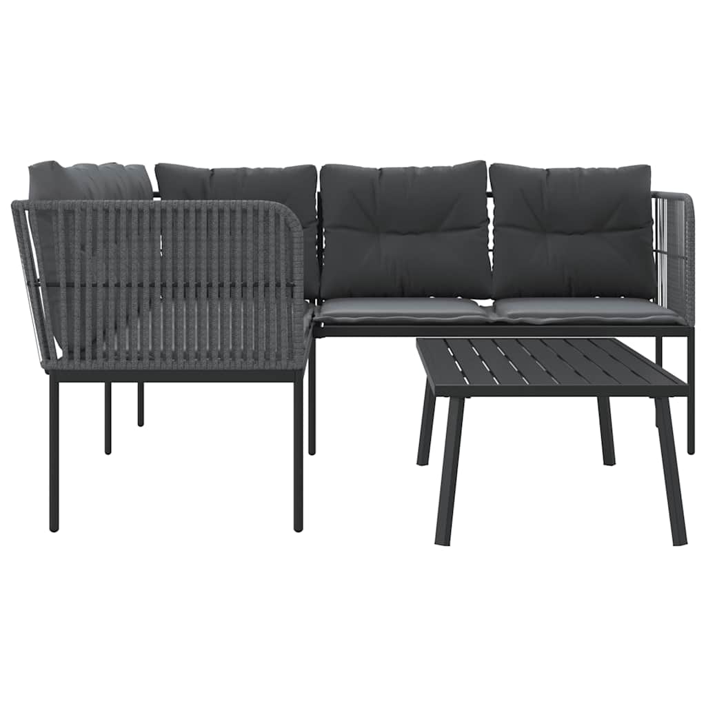 Set Divano da Giardino con Cuscini Nero Acciaio e Textilene | homemem39