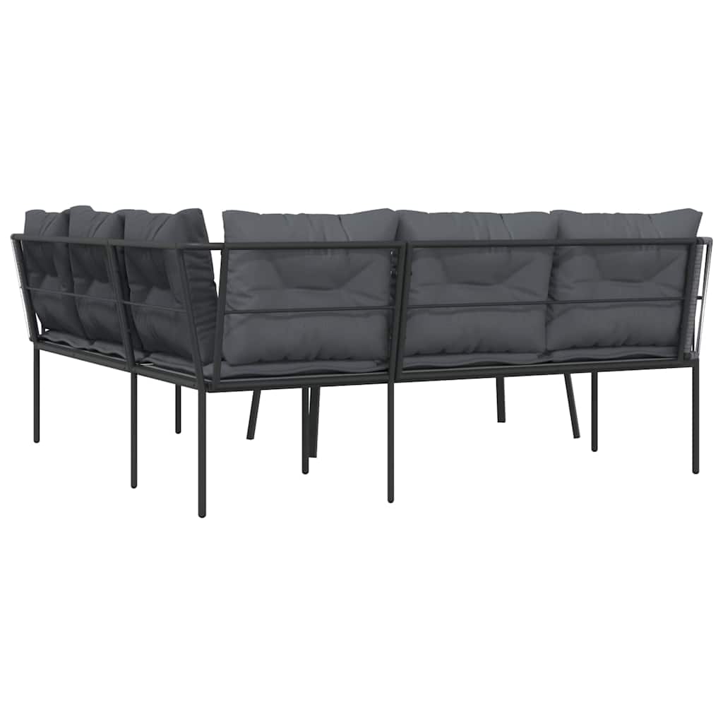 Set Divano da Giardino con Cuscini Nero Acciaio e Textilene | homemem39