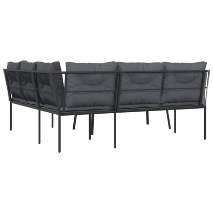 Set Divano da Giardino con Cuscini Nero Acciaio e Textilene | homemem39