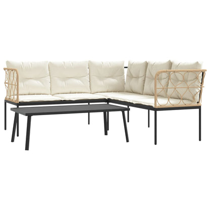 Set Divano da Giardino con Cuscini Nero Acciaio e Textilene | homemem39