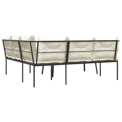 Set Divano da Giardino con Cuscini Nero Acciaio e Textilene | homemem39