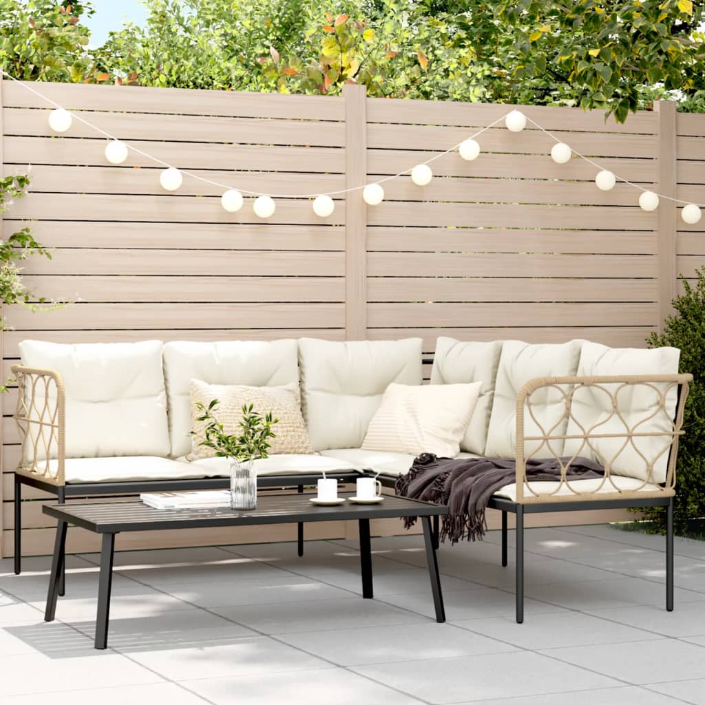 Set Divano da Giardino con Cuscini Nero Acciaio e Textilene | homemem39
