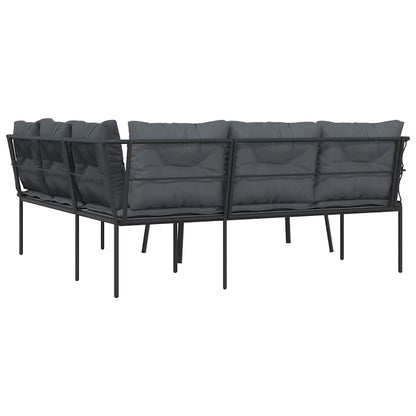 Set Divano da Giardino con Cuscini Nero Acciaio e Textilene | homemem39