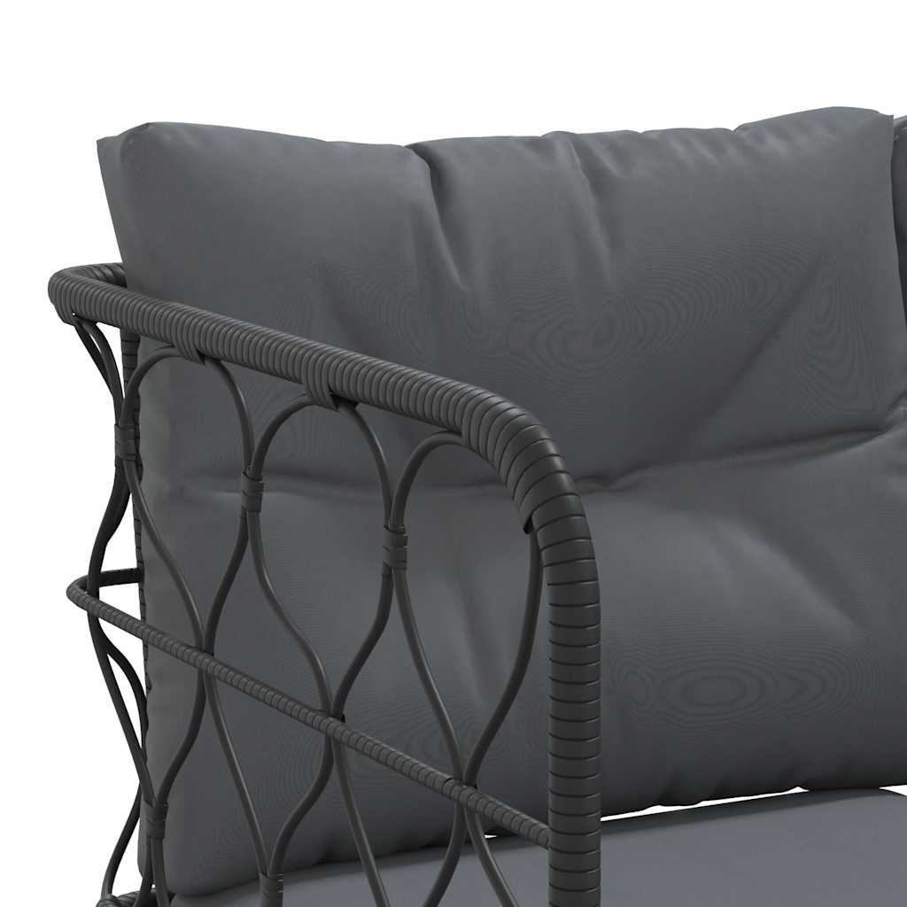 Set Divano da Giardino con Cuscini Nero Acciaio e Textilene | homemem39