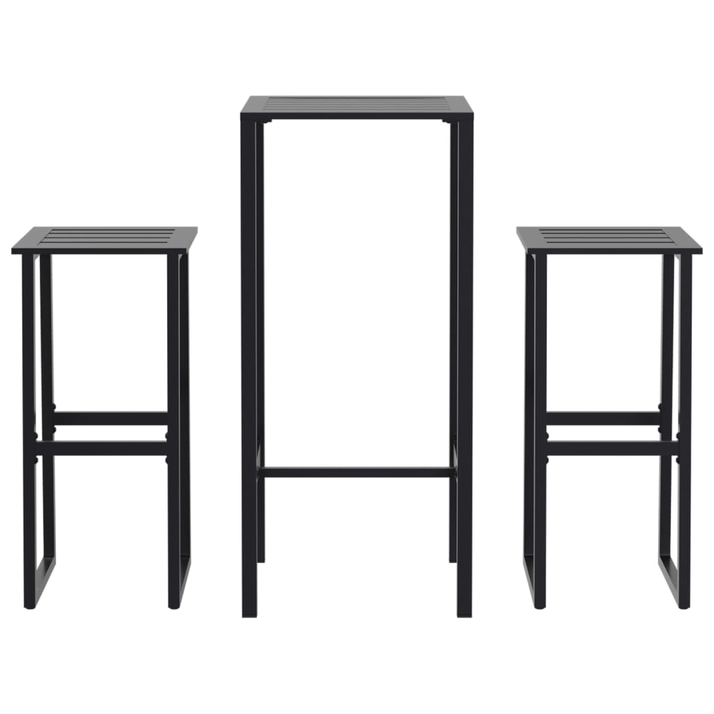 Set Bar da Giardino 3pz Nero in Acciaio Verniciato a Polvere | homemem39