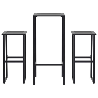 Set Bar da Giardino 3pz Nero in Acciaio Verniciato a Polvere | homemem39