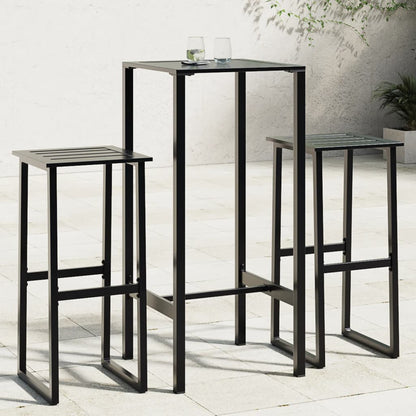Set Bar da Giardino 3pz Nero in Acciaio Verniciato a Polvere | homemem39