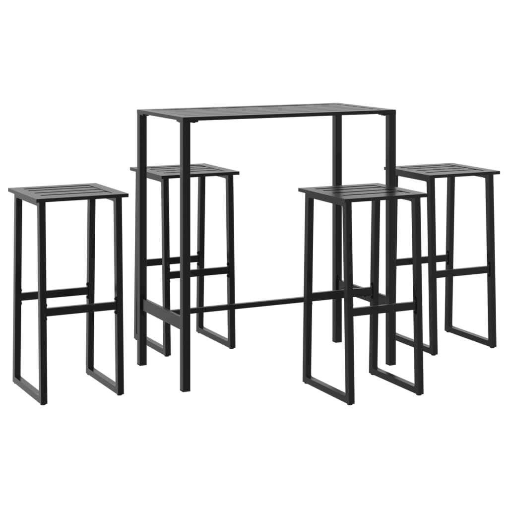 Set Bar da Giardino 5pz Nero in Acciaio Verniciato a Polvere | homemem39
