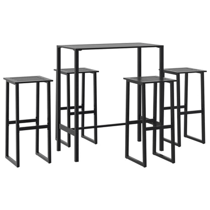 Set Bar da Giardino 5pz Nero in Acciaio Verniciato a Polvere | homemem39