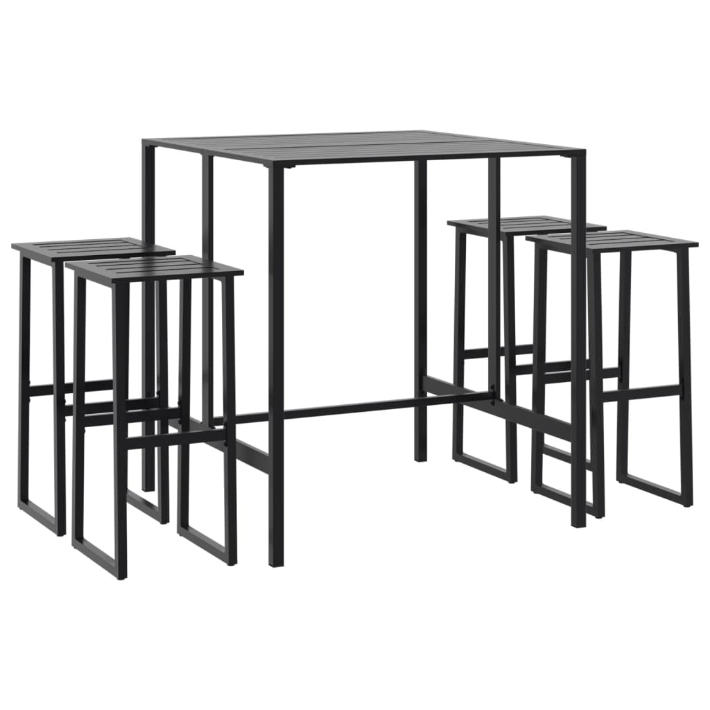 Set Bar da Giardino 5pz Nero in Acciaio Verniciato a Polvere | homemem39