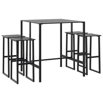 Set Bar da Giardino 5pz Nero in Acciaio Verniciato a Polvere | homemem39