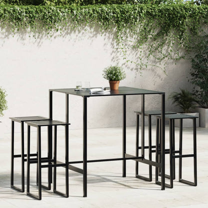 Set Bar da Giardino 5pz Nero in Acciaio Verniciato a Polvere | homemem39