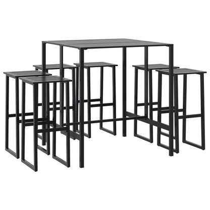 Set Bar da Giardino 7pz Nero in Acciaio Verniciato a Polvere | homemem39