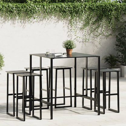 Set Bar da Giardino 7pz Nero in Acciaio Verniciato a Polvere | homemem39