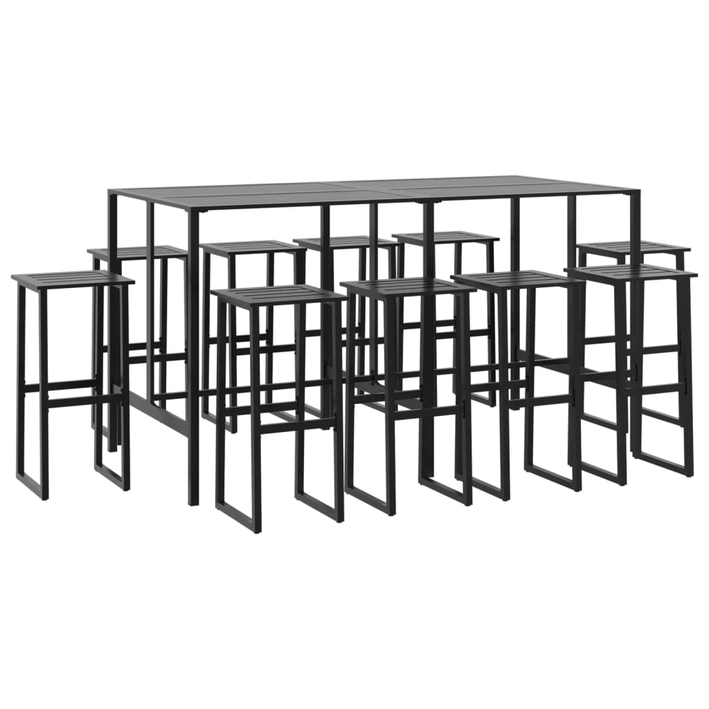 Set Bar da Giardino 11pz Nero in Acciaio Verniciato a Polvere | homemem39