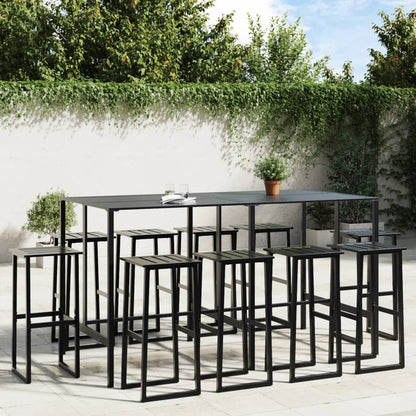 Set Bar da Giardino 11pz Nero in Acciaio Verniciato a Polvere | homemem39