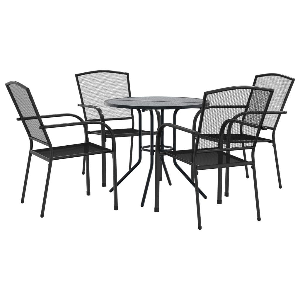 Set Sedie Giardino Impilabili 5pz Antracite Acciaio Verniciato | homemem39