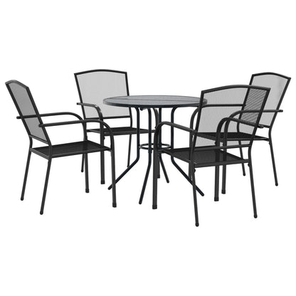 Set Sedie Giardino Impilabili 5pz Antracite Acciaio Verniciato - homemem39