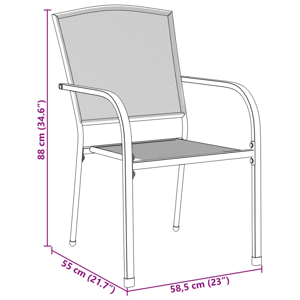 Set Sedie Giardino Impilabili 5pz Antracite Acciaio Verniciato | homemem39