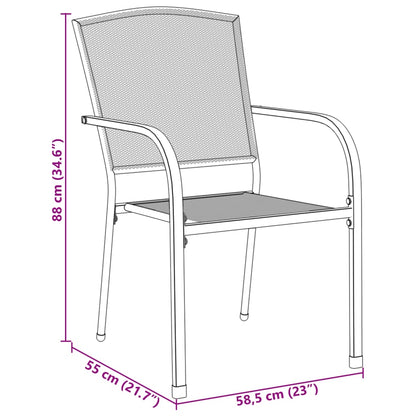 Set Sedie Giardino Impilabili 5pz Antracite Acciaio Verniciato | homemem39