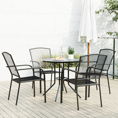Set Sedie Giardino Impilabili 5pz Antracite Acciaio Verniciato | homemem39