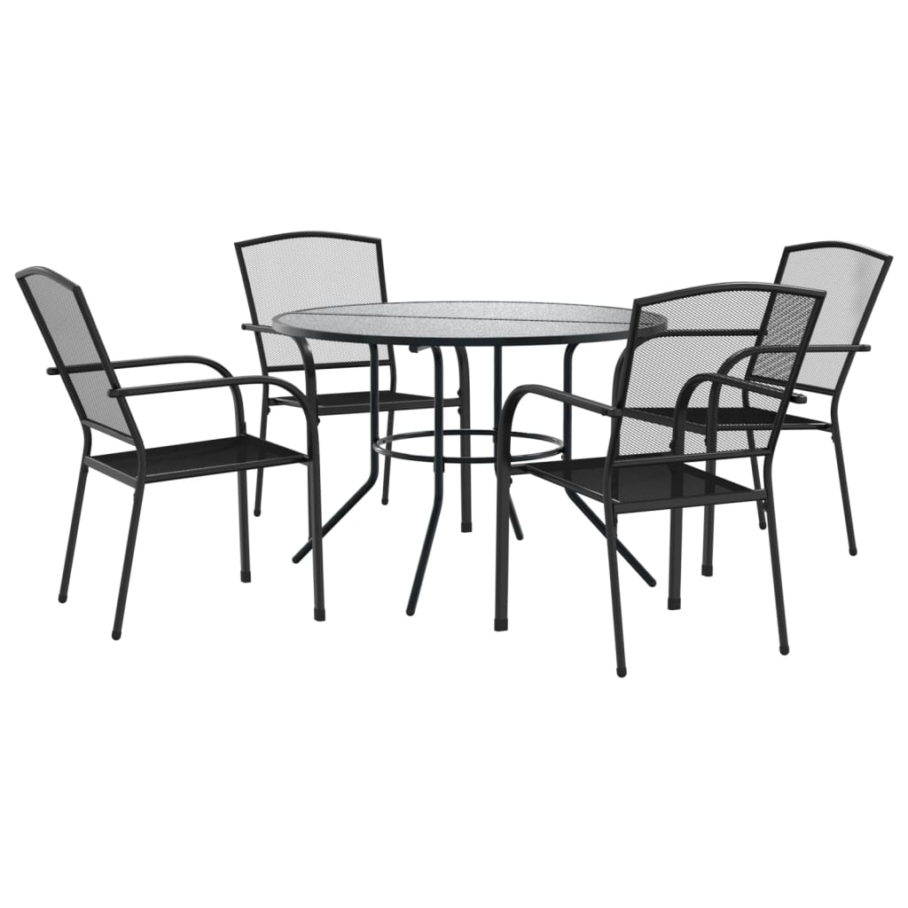 Set Sedie Giardino Impilabili 5pz Antracite Acciaio Verniciato | homemem39