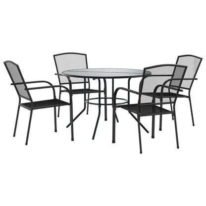 Set Sedie Giardino Impilabili 5pz Antracite Acciaio Verniciato | homemem39