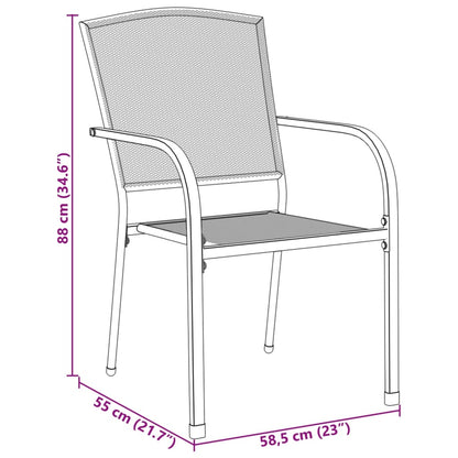 Set Sedie Giardino Impilabili 5pz Antracite Acciaio Verniciato | homemem39