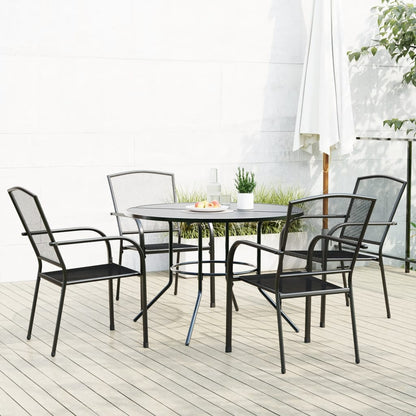 Set Sedie Giardino Impilabili 5pz Antracite Acciaio Verniciato | homemem39