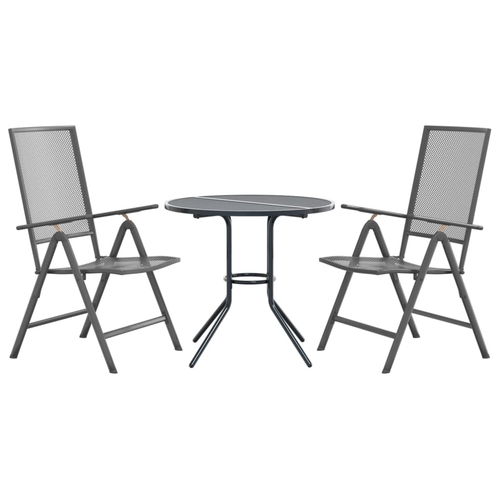 Set Sedie Giardino Reclinabili 3pz Antracite Acciaio Verniciato | homemem39