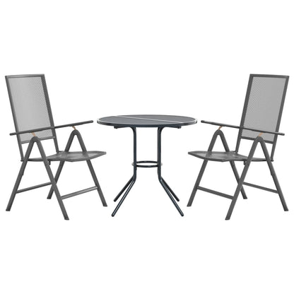 Set Sedie Giardino Reclinabili 3pz Antracite Acciaio Verniciato | homemem39