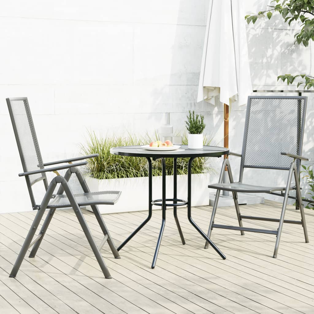 Set Sedie Giardino Reclinabili 3pz Antracite Acciaio Verniciato | homemem39