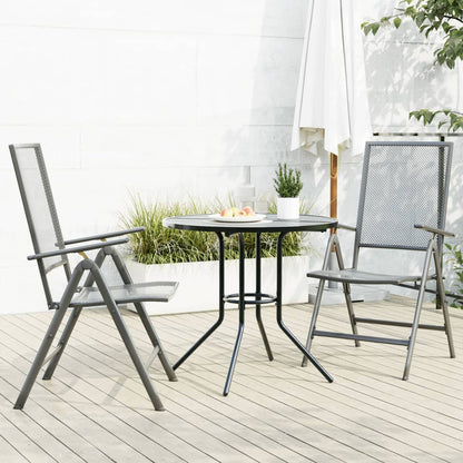 Set Sedie Giardino Reclinabili 3pz Antracite Acciaio Verniciato | homemem39